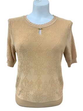Short Sleeve Knit Top in Tan Size M